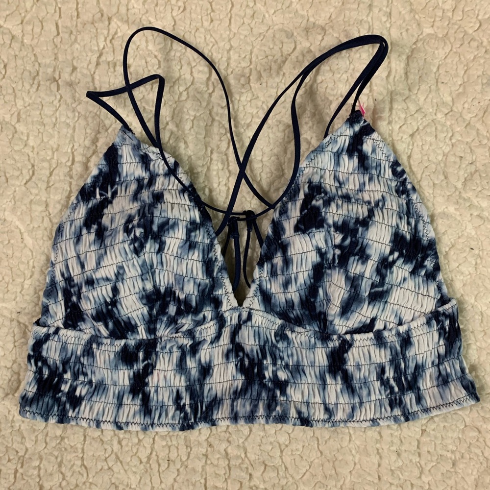 PINK tie dye strappy smocked bralette